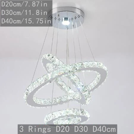 VETRULUS Modern Crystal LED Pendant Chandelier For Living And Dining