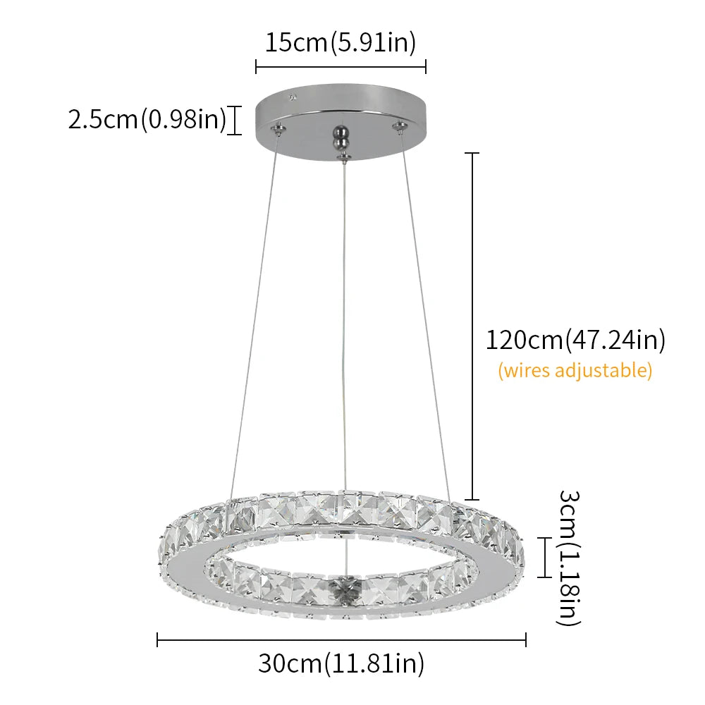 VETRULUS Modern Crystal Pendant Light LED Chandelier Ceiling Lamp