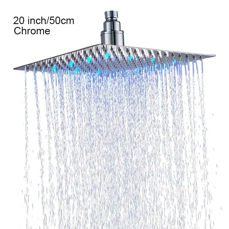 FMHJFISD LED Stainless Steel Rainfall Shower Head Water Saving