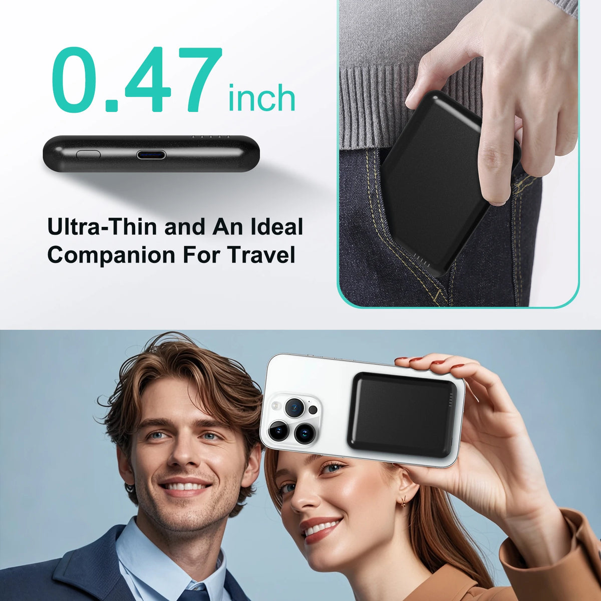 Magnetic Power Bank 5000mAh Wireless Charger 20W USB C iPhone