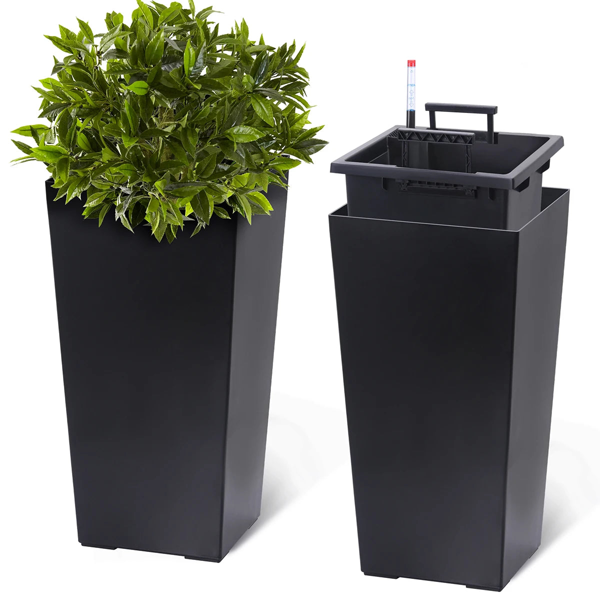 TWISTER.CK Rectangular Planters With Drainage Holes And Water Level Monitor