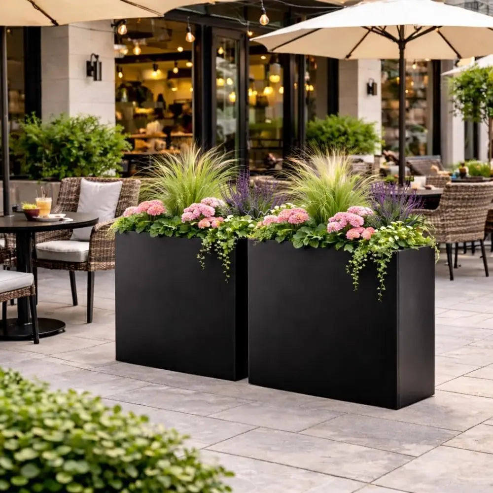 Outdoor Metal Planter With Drainage And Removable Shelf
