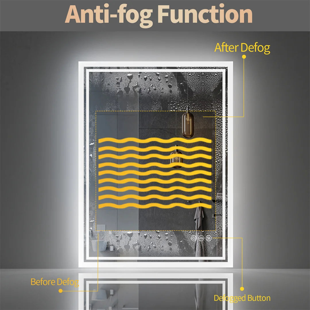 LUVODI Illuminate LED Backlit Frameless Dimmable Bathroom Mirror With Anti Fog