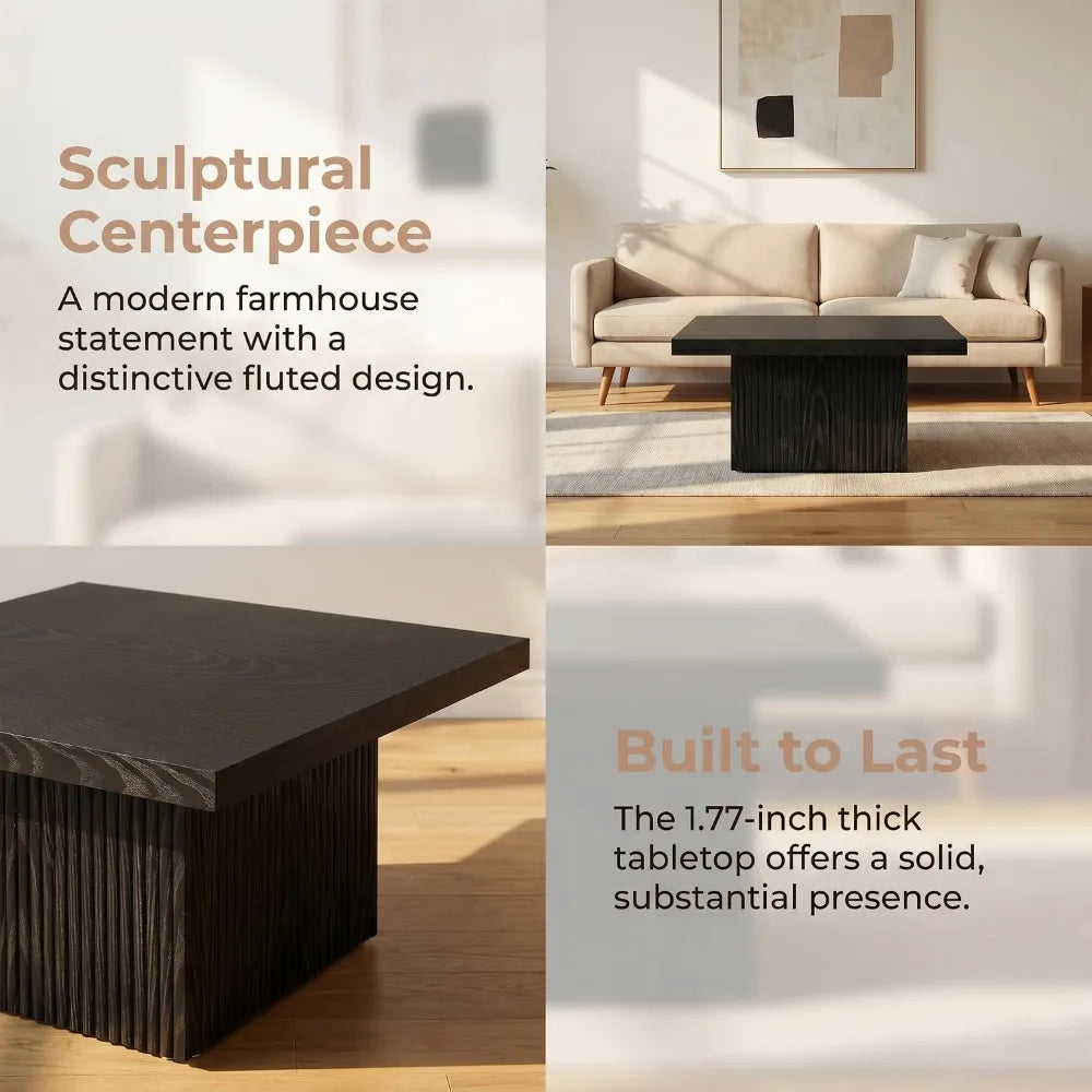 Modern Farmhouse Wooden Coffee Table for Small Living Spaces