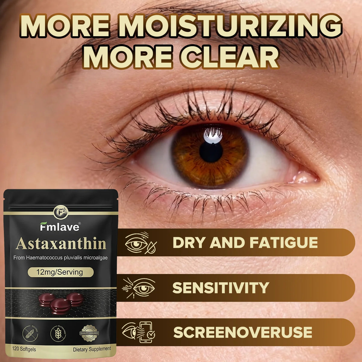 FMLAVE Astaxanthin 12mg Natural Antioxidant Softgels For Eye Health