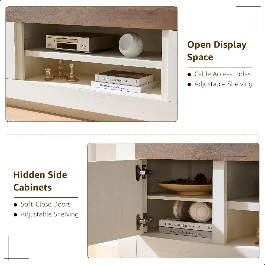 Modern Media Console TV Stand With Thick Block Design