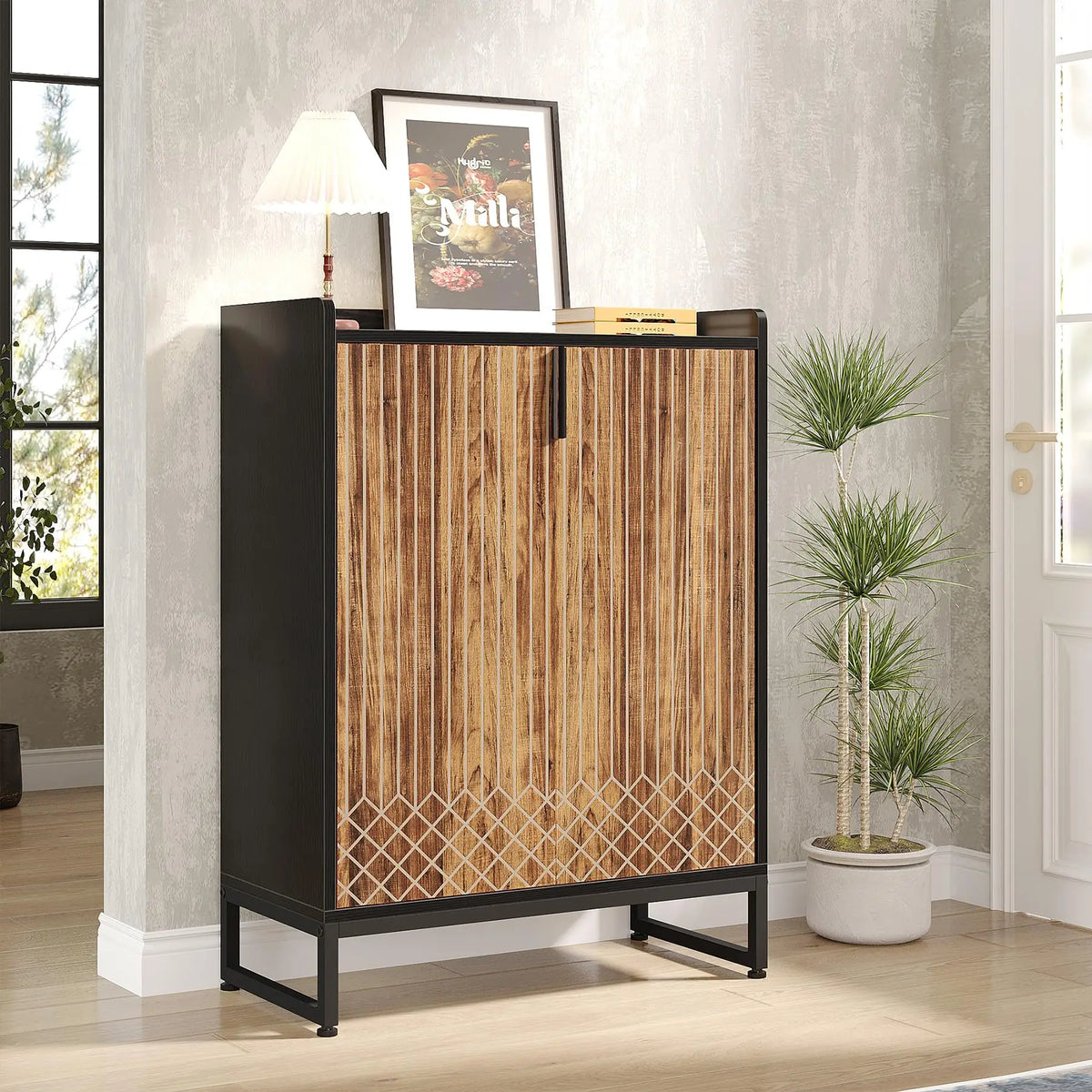 Tribesigns Modern Shoe Storage Cabinet With Doors And Shelves