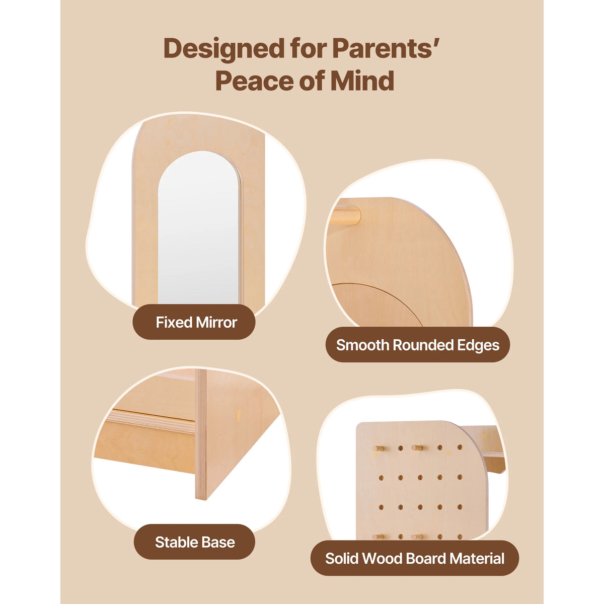 Kids Wooden Dress Up Wardrobe With Mirror And Storage for Bedroom