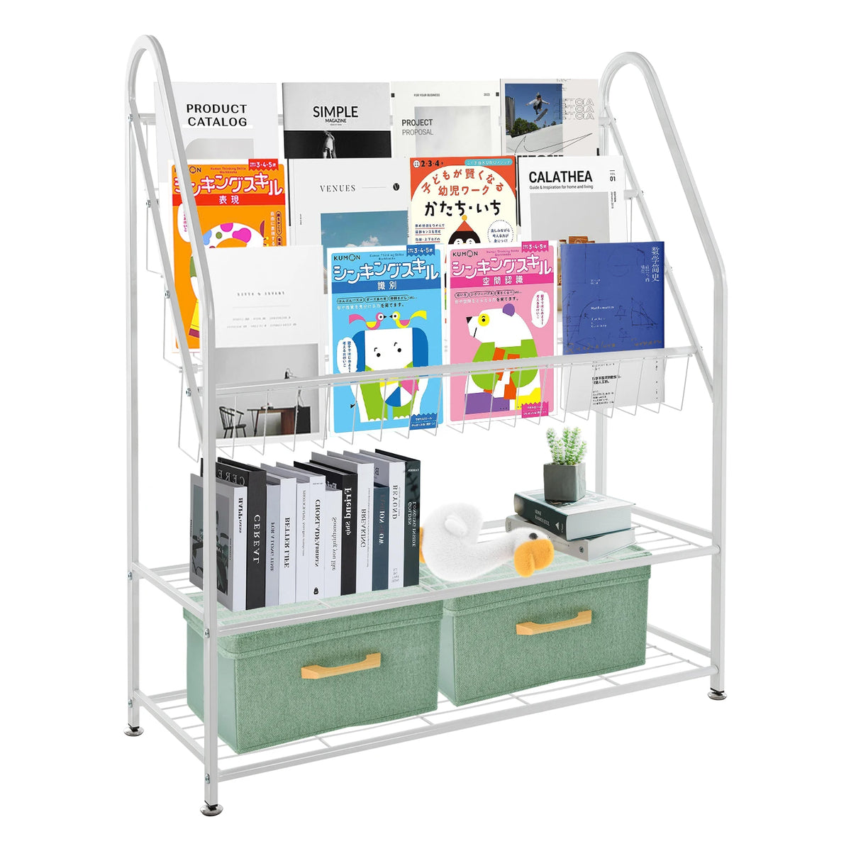 Bymaocar 5 Tier Steel Bookshelf Organizer With Snap Fasteners For Kids