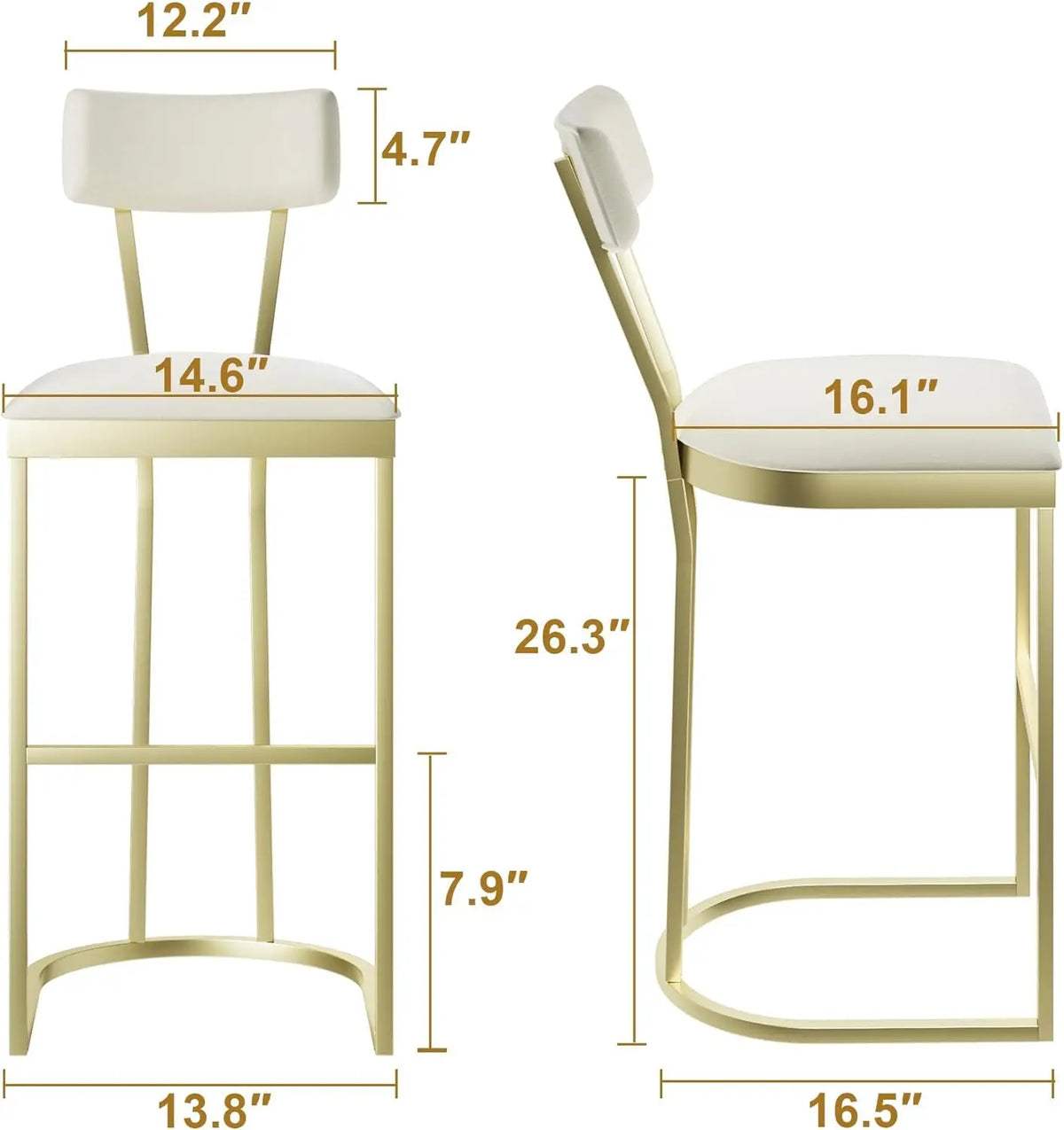 HiMISS Upholstered Bar Stools Set of Two With Curved Back