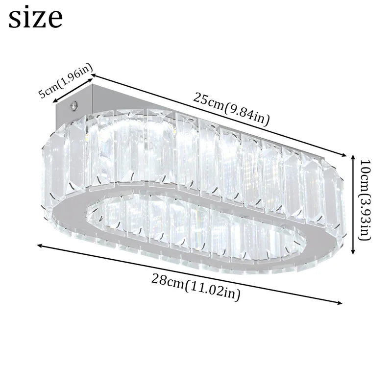 GreeLustr Indoor K9 Crystal Oval Ring LED Pendant Lamp Chandelier