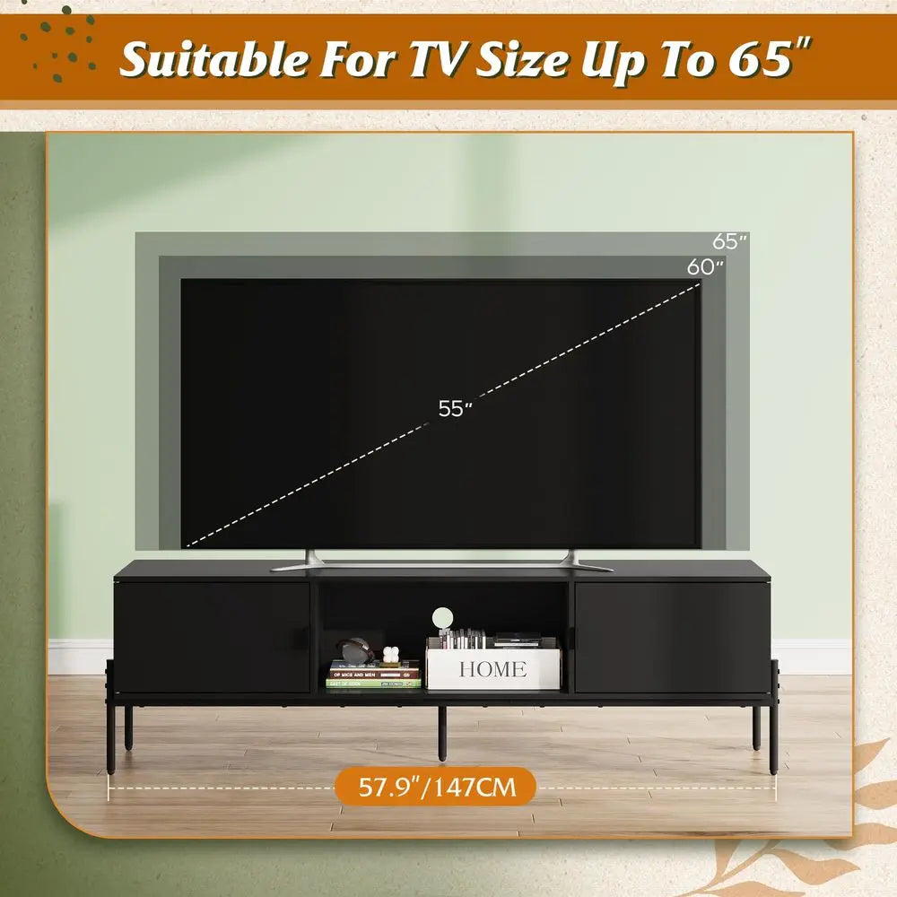 XMSJ Modern TV Stand Media Console With Metal Legs