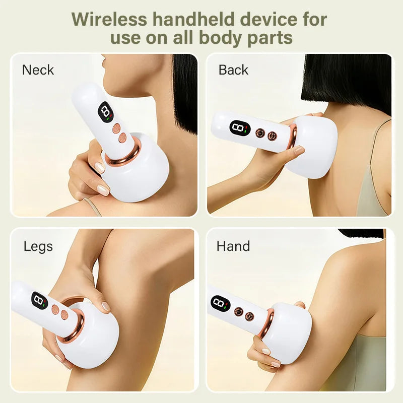 USB Rechargeable Abdominal Massager for Hot Compress and Adjustable Guasha Cupping Intensity Arm and Leg Massage Handheld