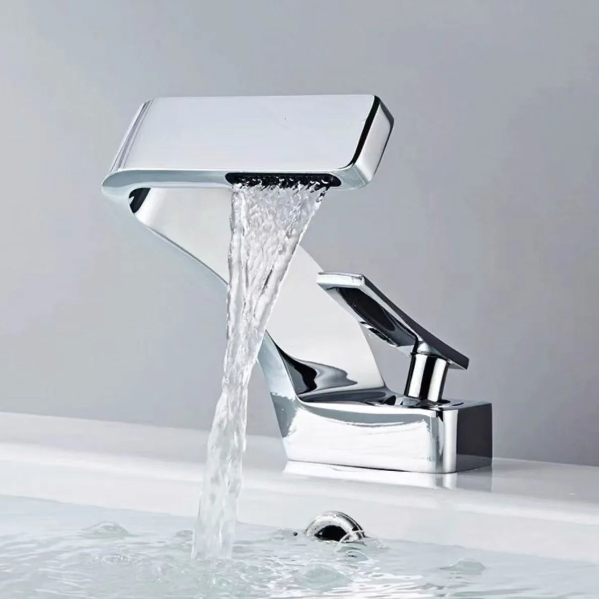 ALENARTWATER Solid Brass Waterfall Bathroom Basin Mixer Faucet