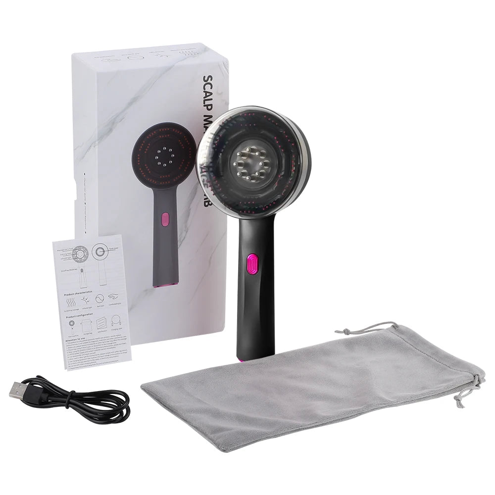 Modes Electric Massage Comb Portable Red Light Kneading Massage Hair Brush Hair Follicles On The Head Essence Oil Applicator