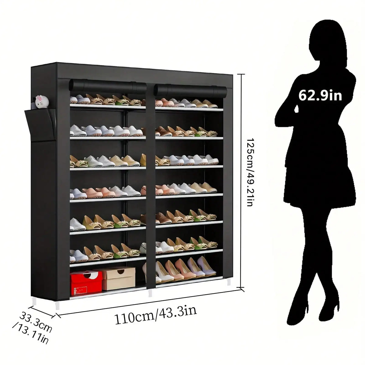 Double Row Dustproof Shoe Storage Rack Organizer for Entryway