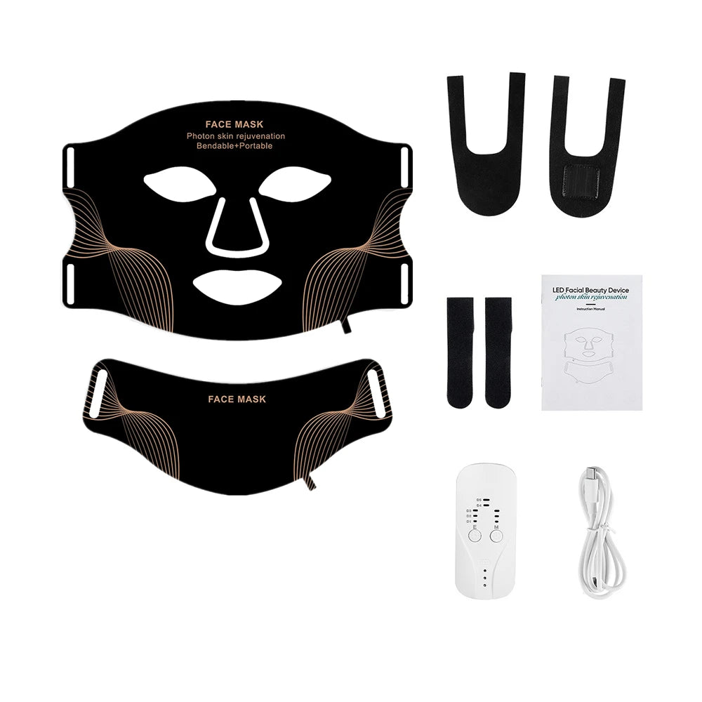 Foreverlily Silicone LED Mask With Neck 7 Color Photon Therapy
