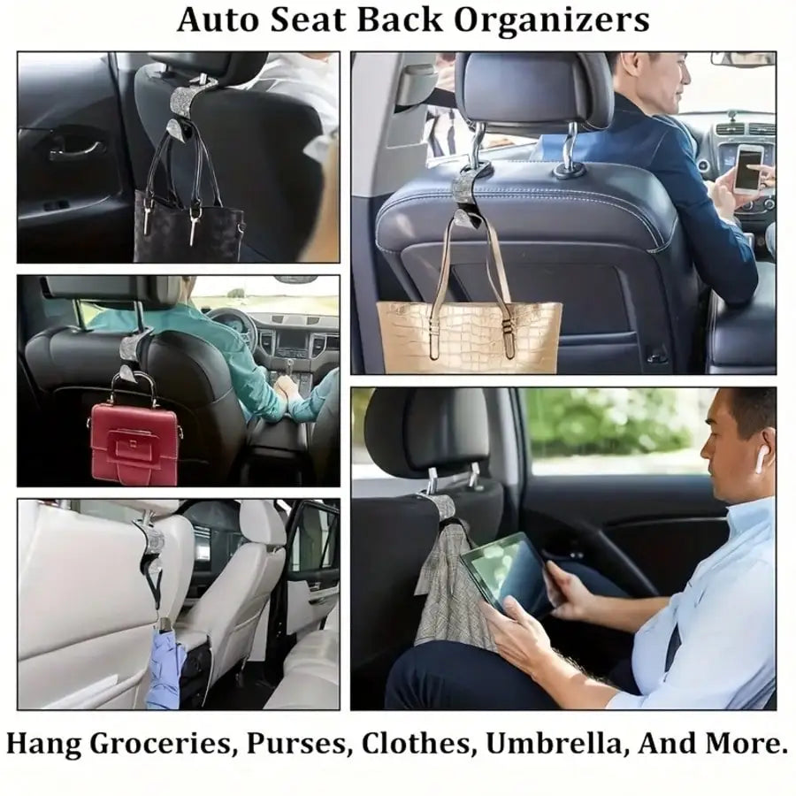 Rhinestone Car Seat Headrest Hook Backseat Organizer
