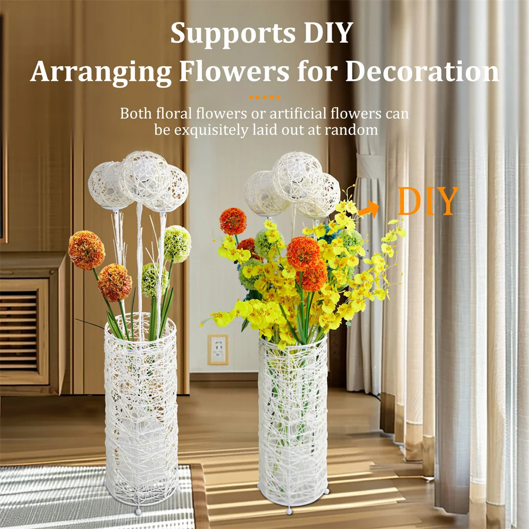LUVODI Modern Rattan Floor Lamp Tall Standing Decorative Lighting for Living Room Bedroom Home Decor