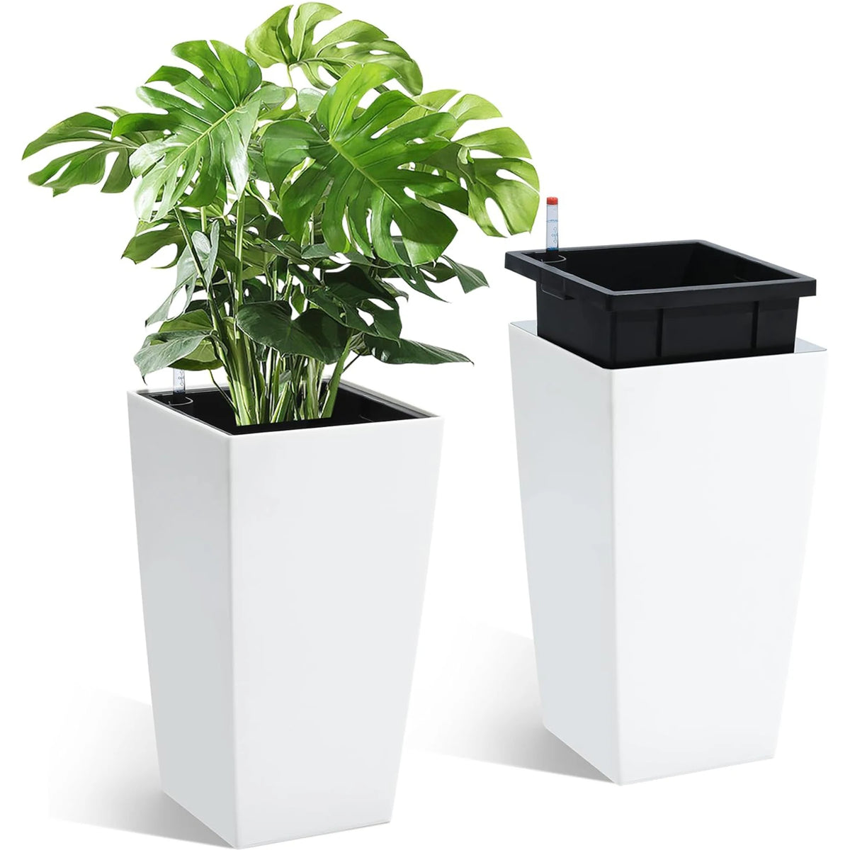 HiMISS Tall Self-Watering Planters Set for Indoor Outdoor Use