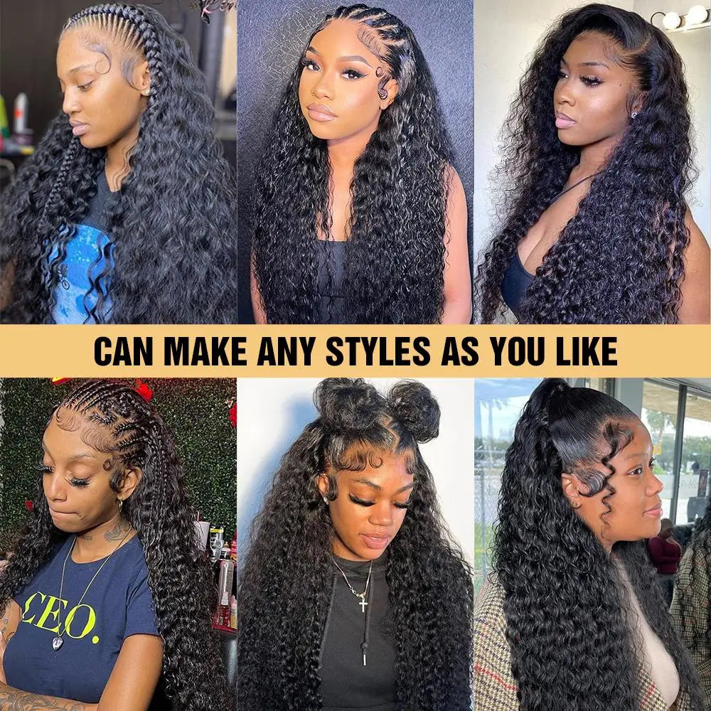 QZOQZO Brazilian Deep Wave Lace Front Wig With Human Hair