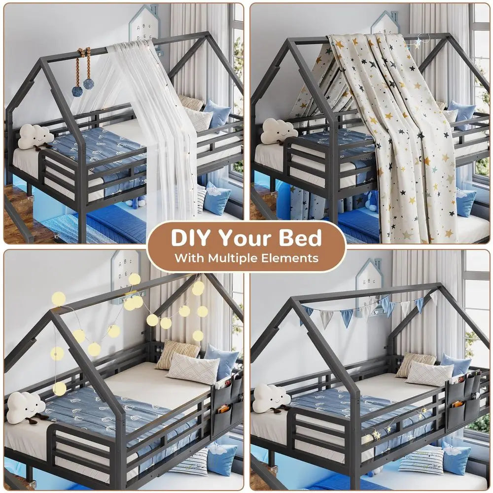 XMSJ Metal Bunk Bed with Two Storage Drawers for Bedroom