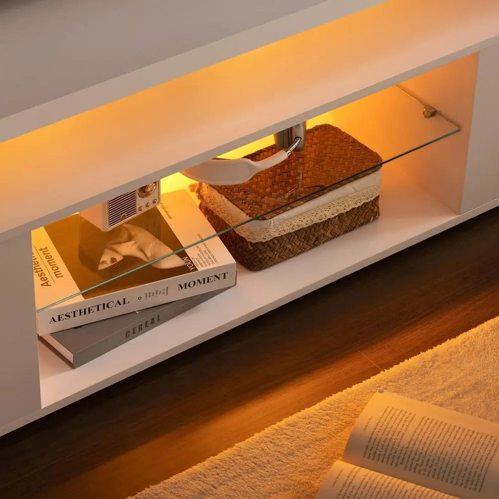 Modern LED TV Stand With Storage And Entertainment Center