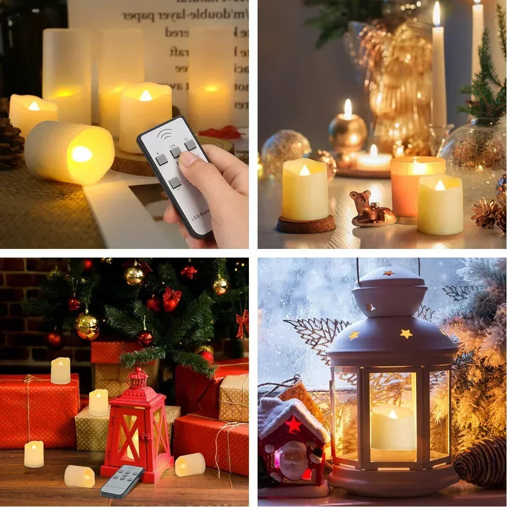 Rechargeable LED Candle Set With Timer Remote Flickering Flames USB