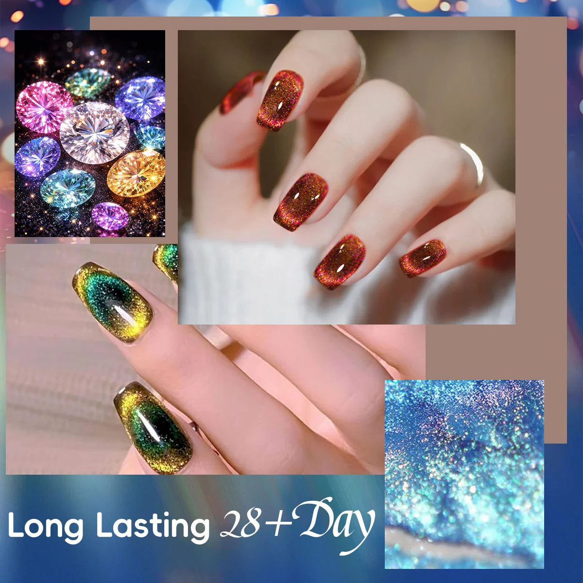 Cat Eye Magnetic Gel Nail Polish Set With Starry Shimmer