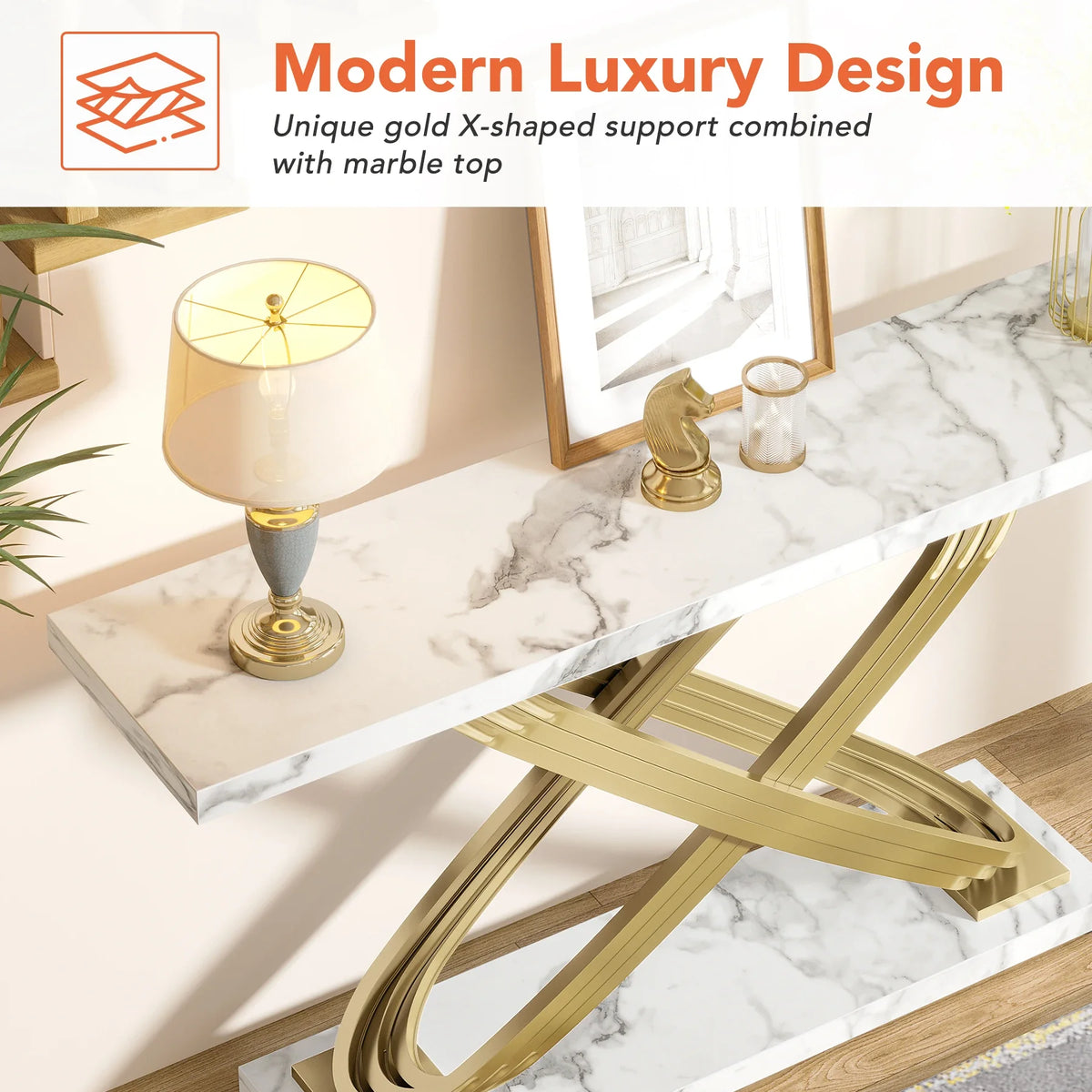 Tribesigns Modern Faux Marble Entryway Console Table for Sofa