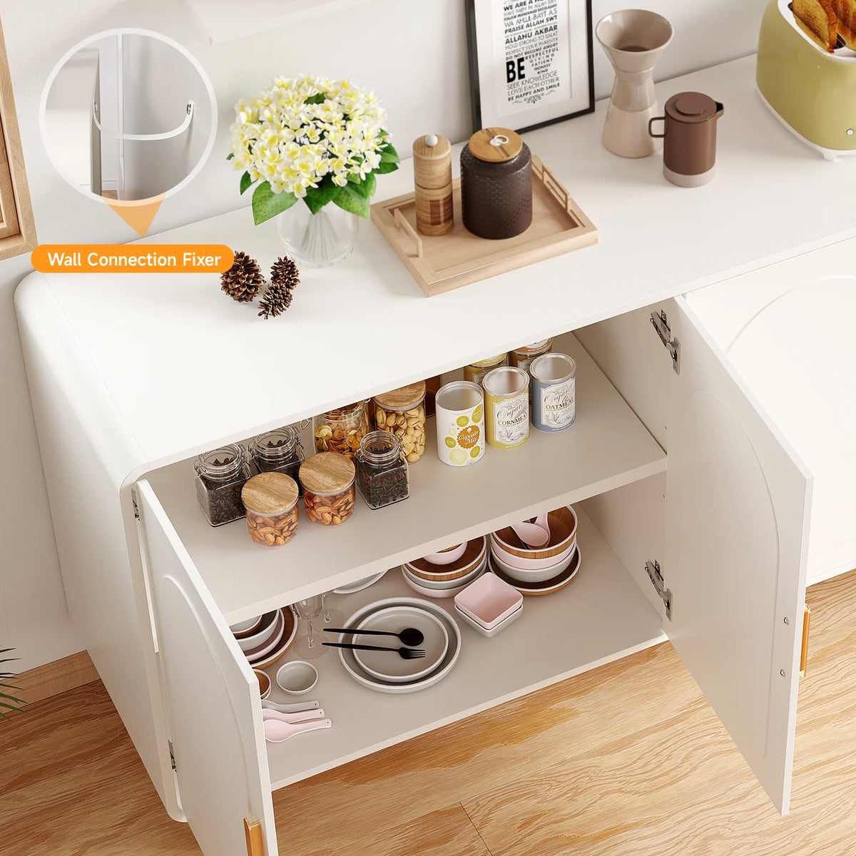 ONBRILL Modern Sideboard Buffet Cabinet With Storage And Adjustable Shelves