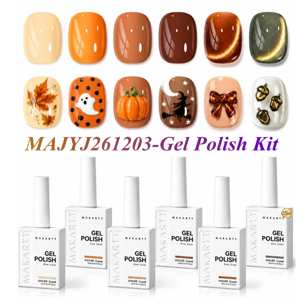 Makartt Fall Cat Eye Gel Polish Set HEMA Free Durable Longwearing