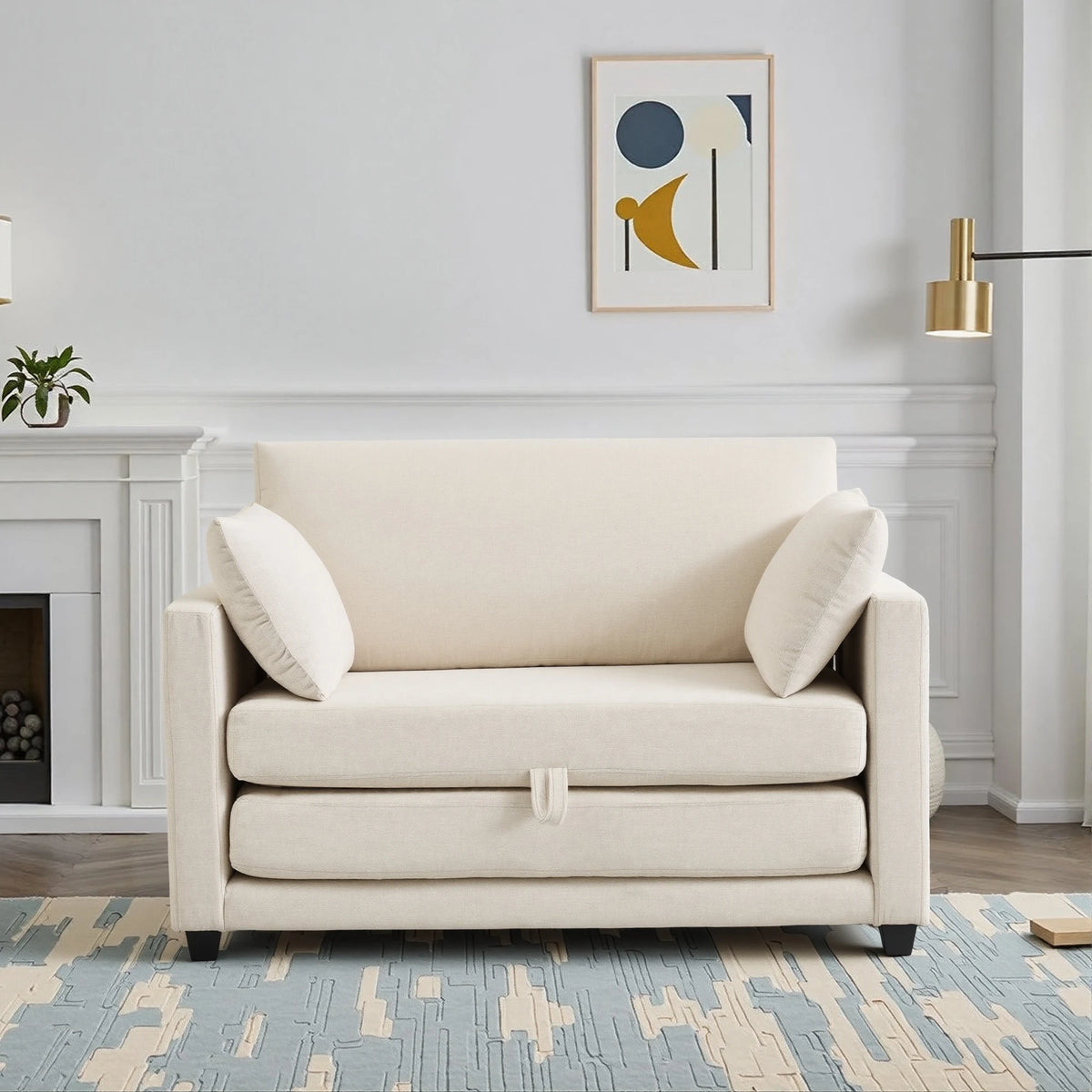 GAOHAPY Convertible Loveseat Sleeper Sofa Bed With Pull Out Design