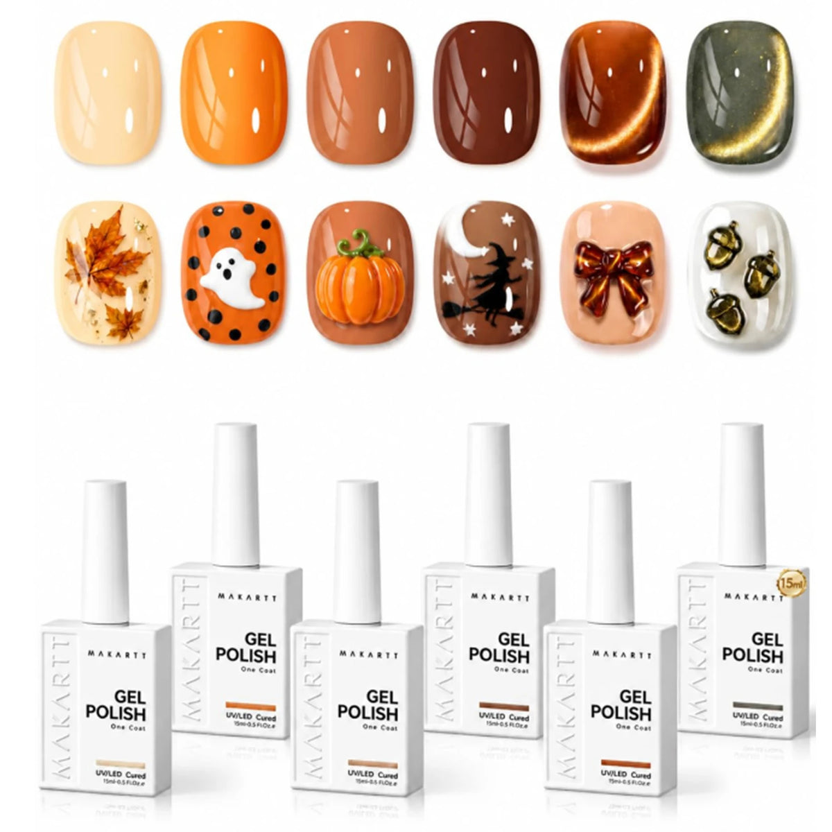 Makartt Fall Cat Eye Gel Polish Set HEMA Free Durable Longwearing