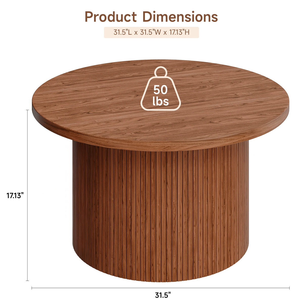 Tambour Coffee Table Mid Century Modern Wood Drum Accent Table