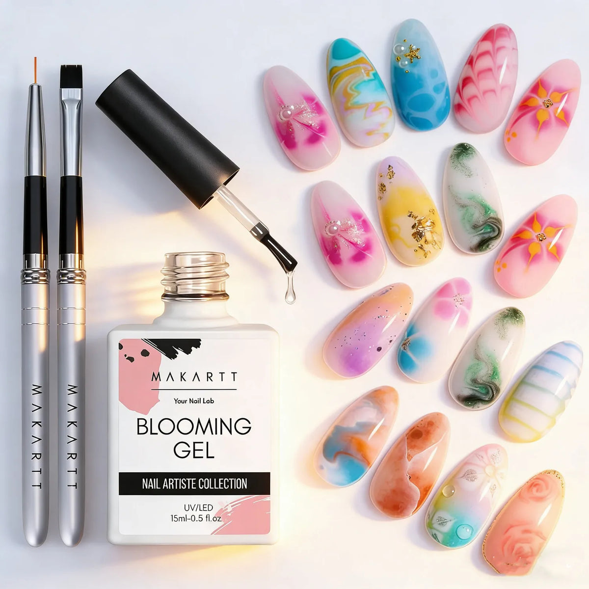 Makartt Blooming Gel Polish Clear UV Soak Off With Brush