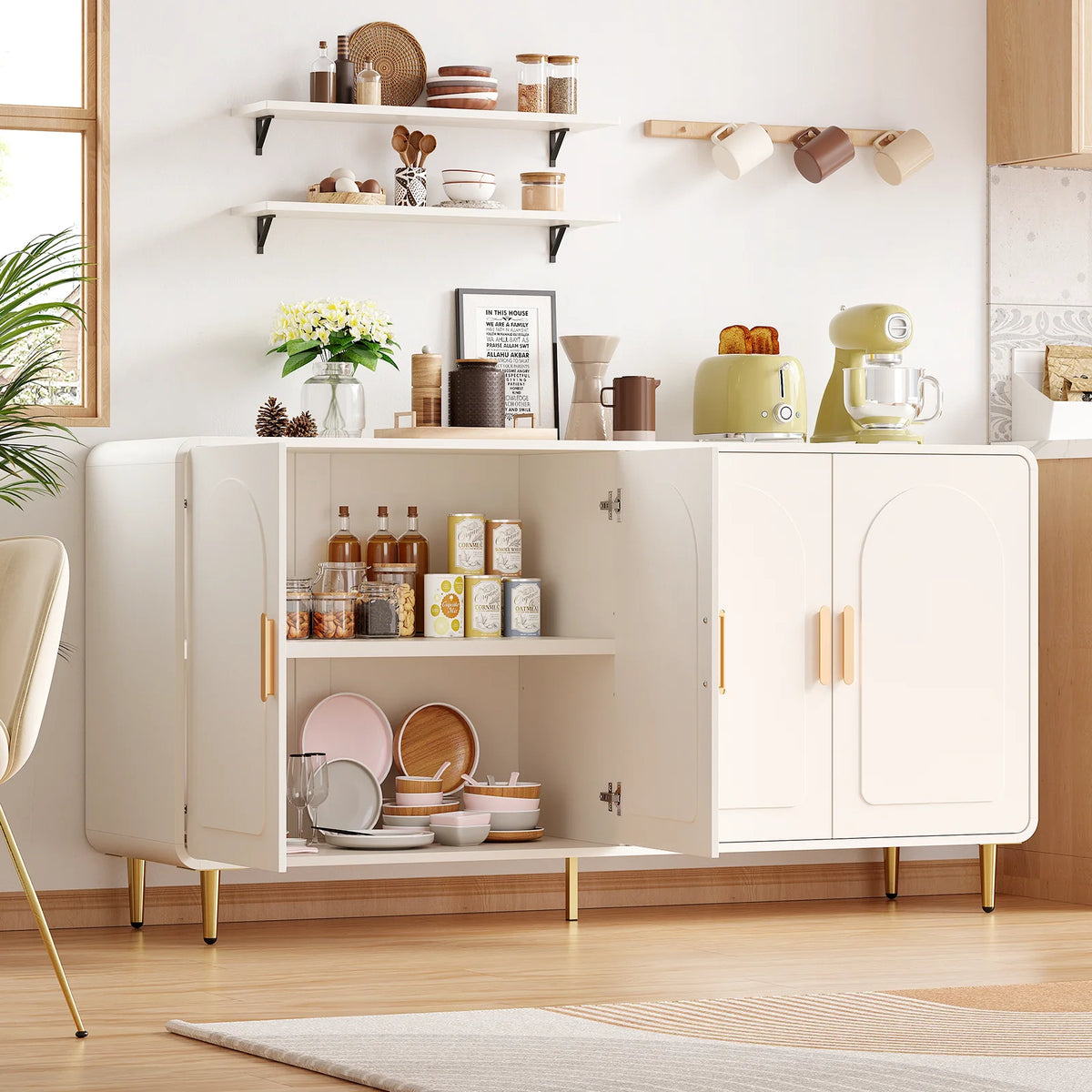 ONBRILL Modern Sideboard Buffet Cabinet With Storage And Adjustable Shelves