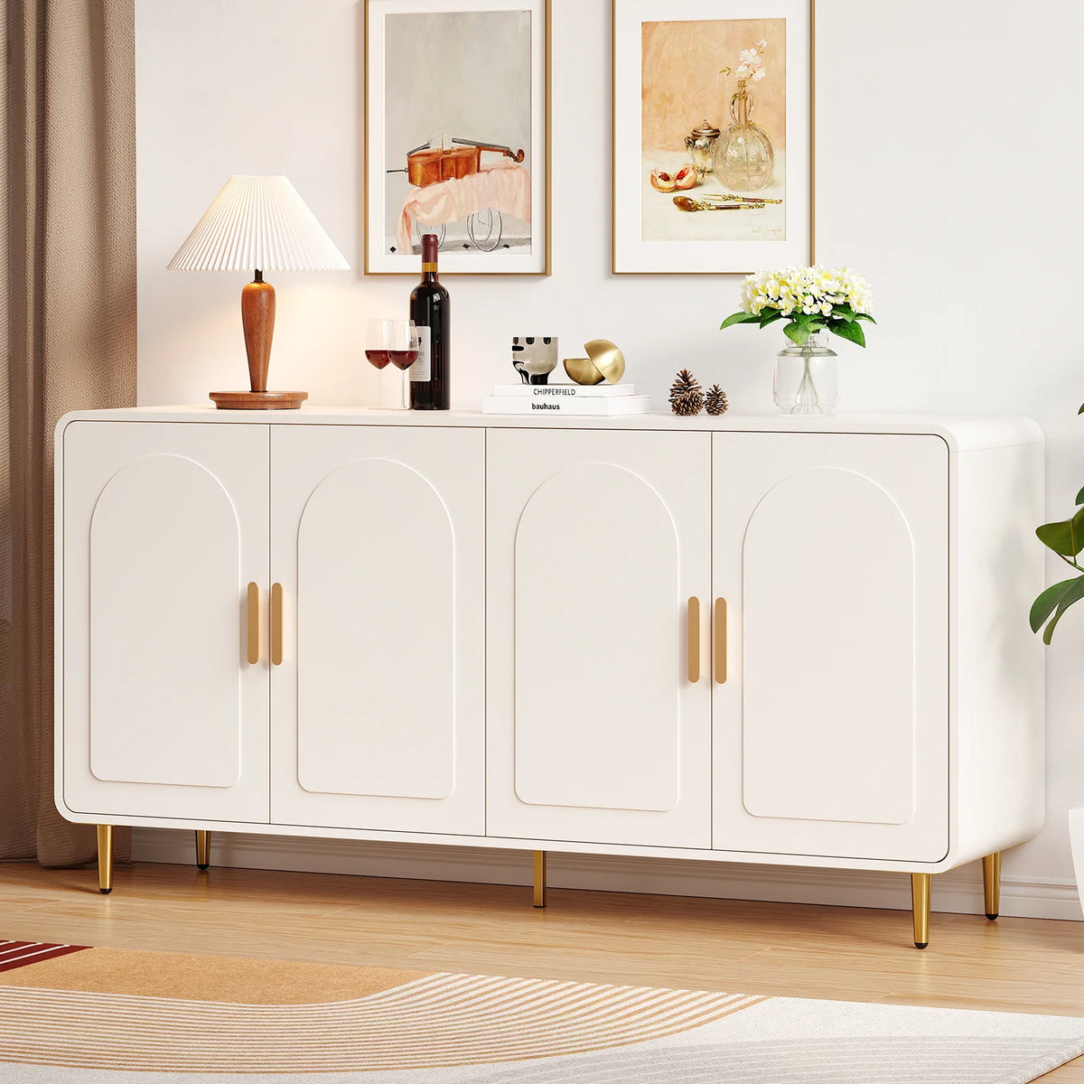 ONBRILL Modern Sideboard Buffet Cabinet With Storage And Adjustable Shelves