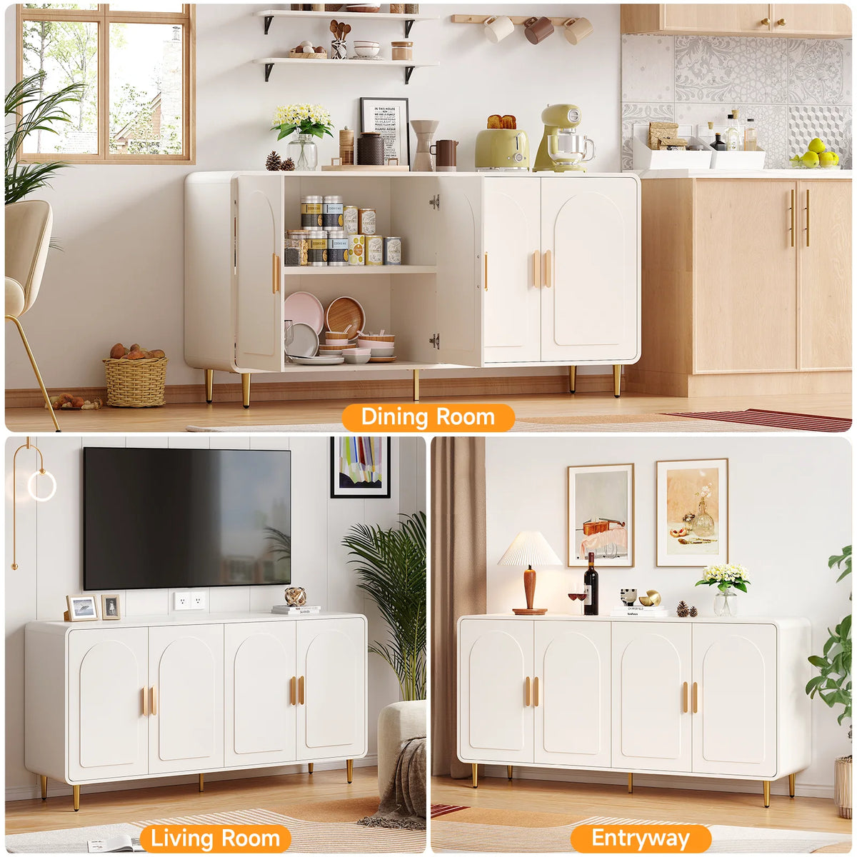 ONBRILL Modern Sideboard Buffet Cabinet With Storage And Adjustable Shelves