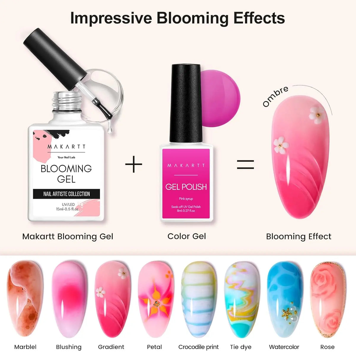 Makartt Blooming Gel Polish Clear UV Soak Off With Brush