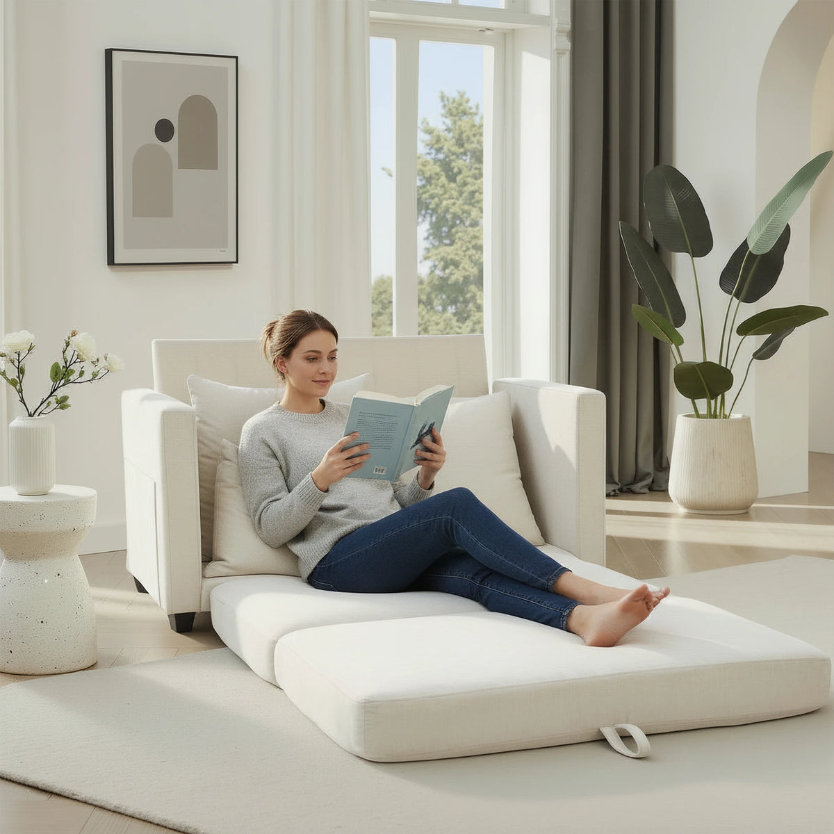 GAOHAPY Convertible Loveseat Sleeper Sofa Bed With Pull Out Design