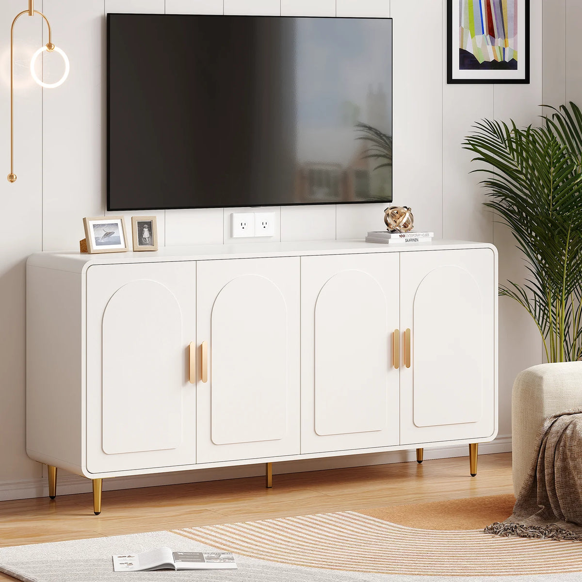 ONBRILL Modern Sideboard Buffet Cabinet With Storage And Adjustable Shelves