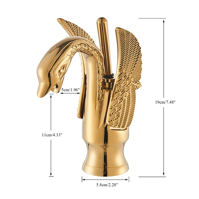ALENARTWATER Swan Shape Single Handle Bathroom Sink Mixer Faucet