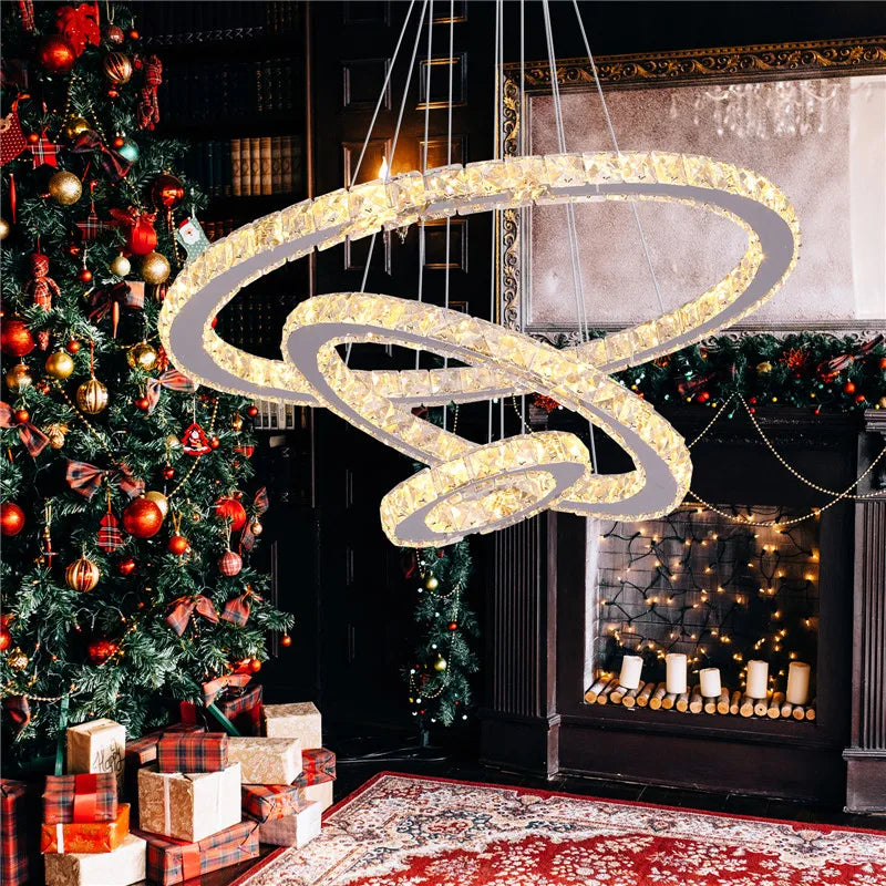 VETRULUS Modern Crystal LED Pendant Chandelier For Living And Dining