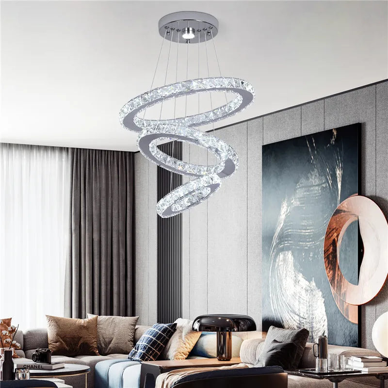 VETRULUS Modern Crystal LED Pendant Chandelier For Living And Dining