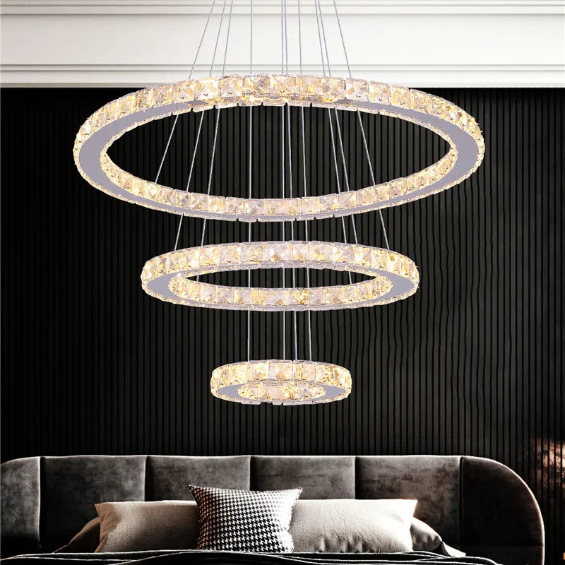 VETRULUS Modern Crystal LED Pendant Chandelier For Living And Dining