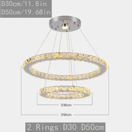 VETRULUS Modern Crystal LED Pendant Chandelier For Living And Dining