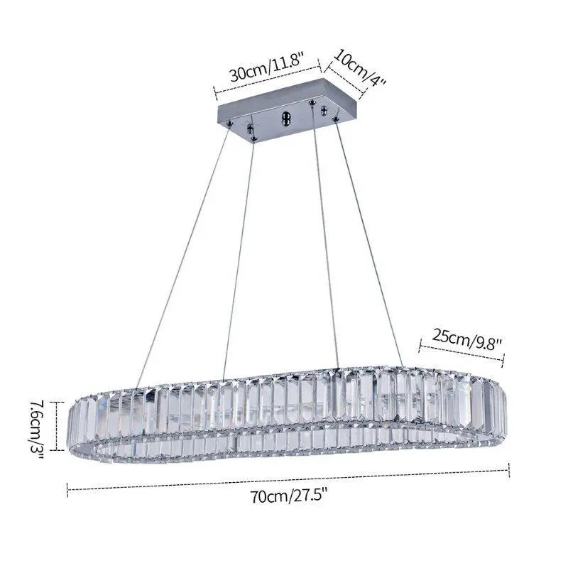 GreeLustr Indoor K9 Crystal Oval Ring LED Pendant Lamp Chandelier