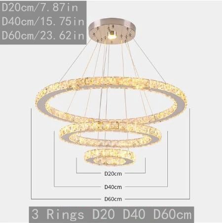 VETRULUS Modern Crystal LED Pendant Chandelier For Living And Dining