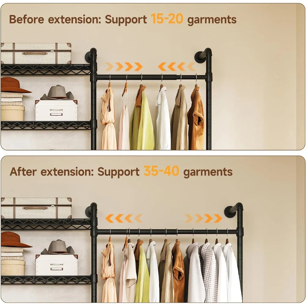 Wall Mounted Metal Closet System With Heavy Duty Shelving